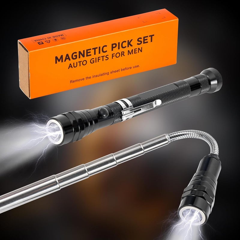 HARDK Cool Gadget Christmas Gifts Extendable Magnetic Pick up Tool Set of 3 - Telescoping Magnet Pickup Tool with LED Flashlight - Stocking Stuffers for Adults Men Dad Husband Father Mechanic Women - Image 2